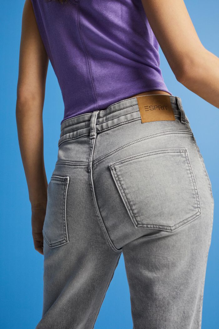Boyfriend jeans met tunnelkoord op taillehoogte, GREY LIGHT WASHED, detail image number 4