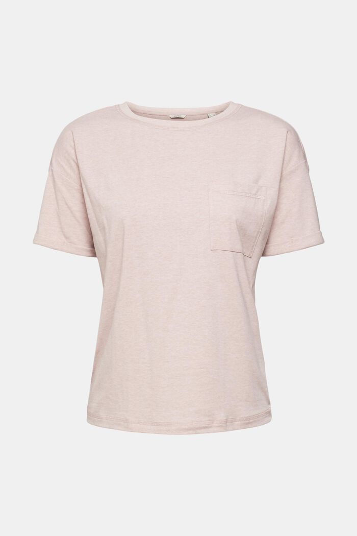 T-shirt met borstzak, van een katoenmix, OLD PINK, detail image number 2