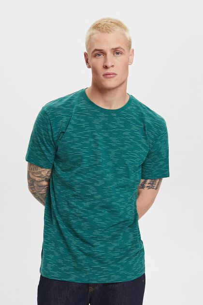 T-shirt met fijne strepen, EMERALD GREEN, overview