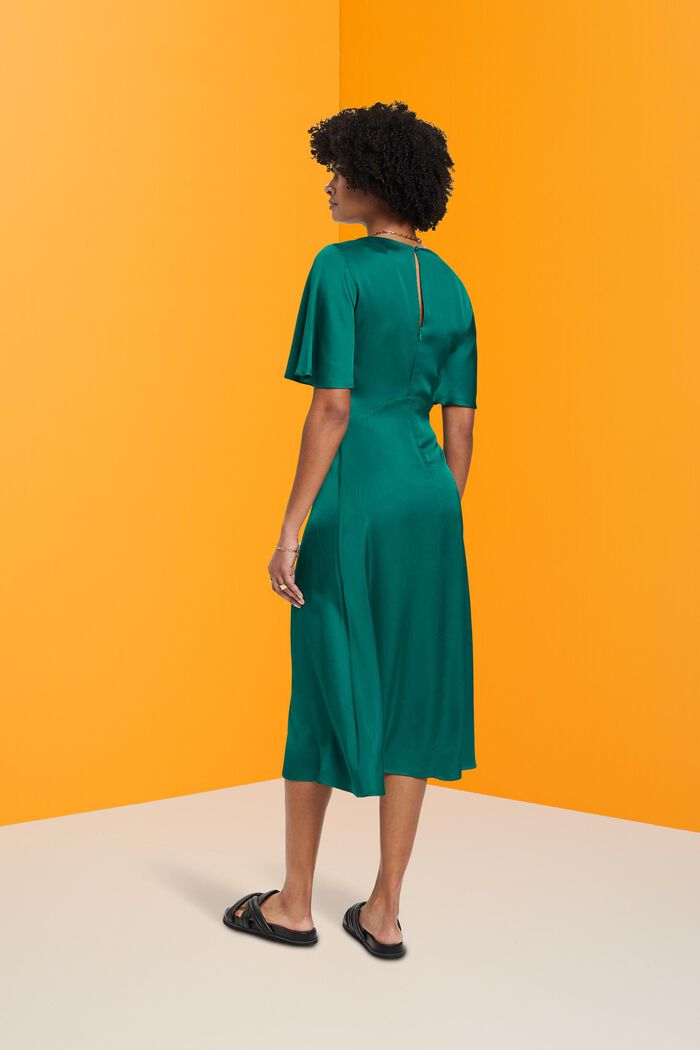 Satijnen midi-jurk, EMERALD GREEN, detail image number 3