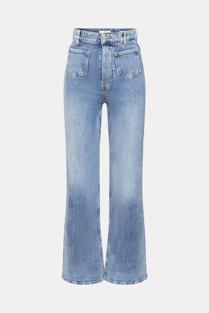 Mid-rise jeans met rechte pijpen, BLUE DARK WASHED, detail image number 6