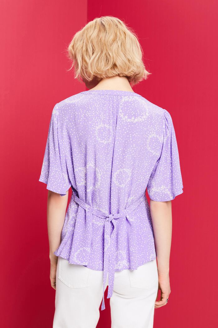 Gerimpelde blouse met print en strik op de achterkant, PURPLE, detail image number 3