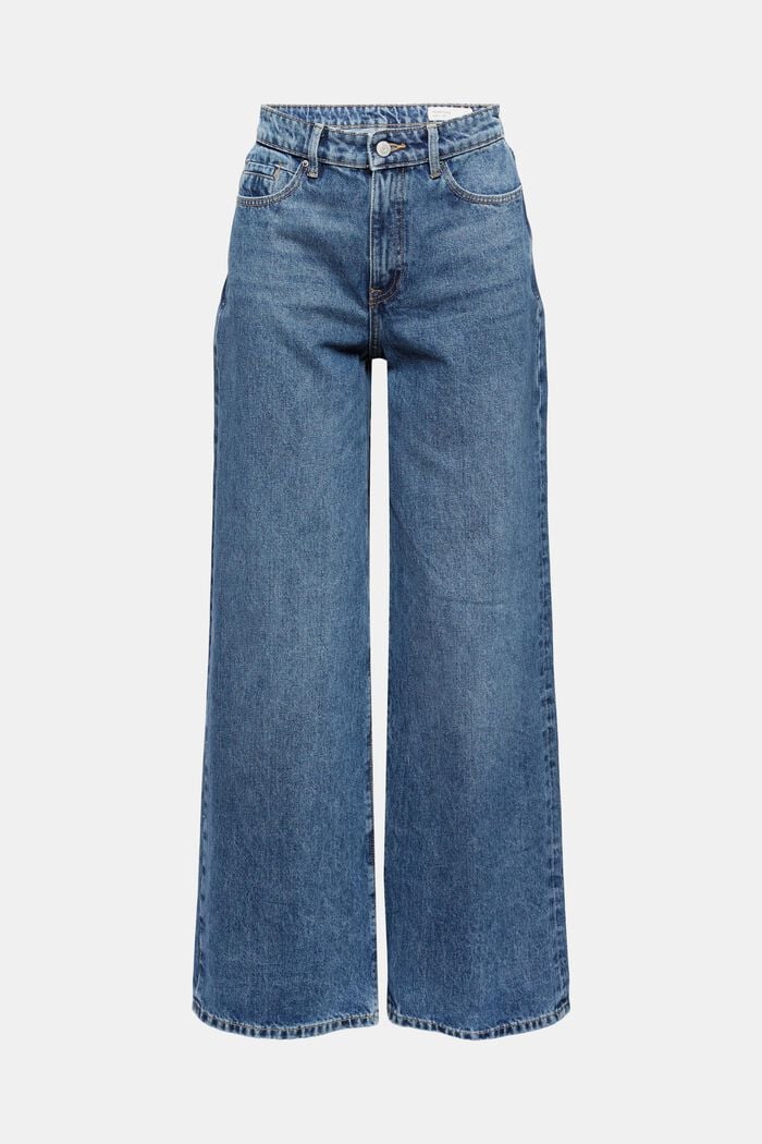 Jeans met wijde pijpen, 100% biologisch katoen, BLUE MEDIUM WASHED, detail image number 8