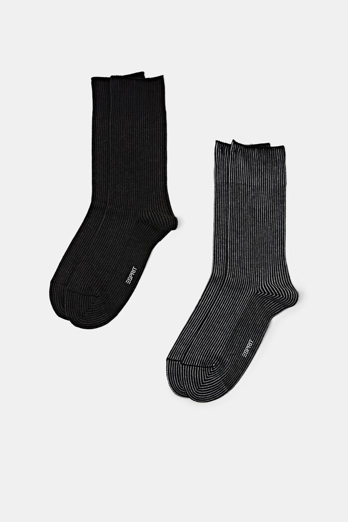 Gestreepte gebreide sokken in set van 2, SORTIMENT, detail image number 0