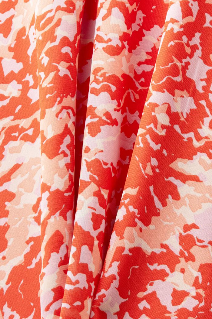 Chiffon maxi-jurk met V-hals en print, PASTEL ORANGE, detail image number 5