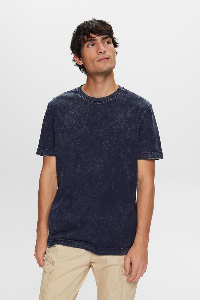 Stone-washed T-shirt, 100% katoen, NAVY, detail image number 1