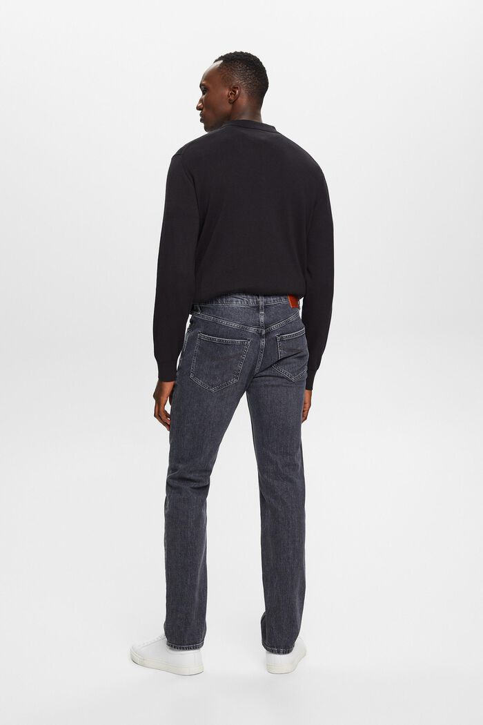 Mid-rise jeans met rechte pijpen, BLACK MEDIUM WASHED, detail image number 3