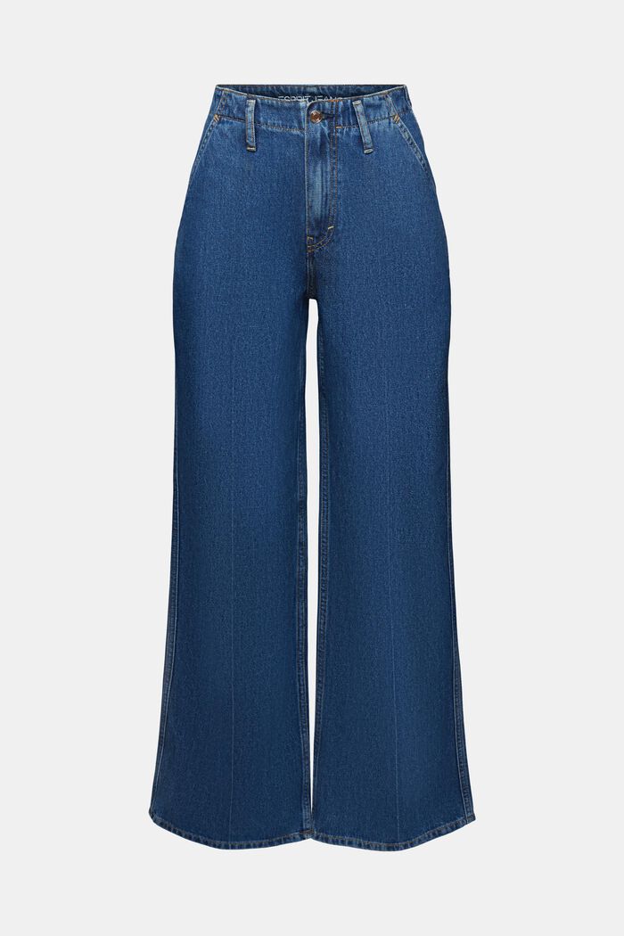 Retro jeans met hoge taille en wijde pijpen, BLUE MEDIUM WASHED, detail image number 7