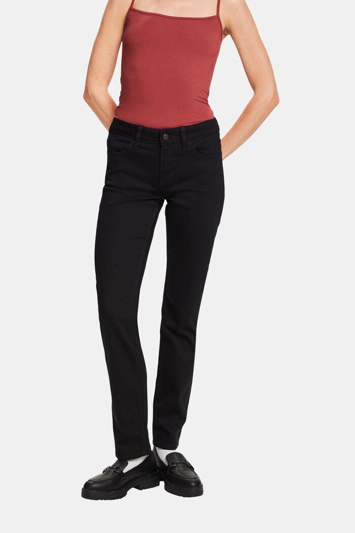 Jeans met middelhoge taille en rechte pijpen, BLACK RINSE, detail image number 0