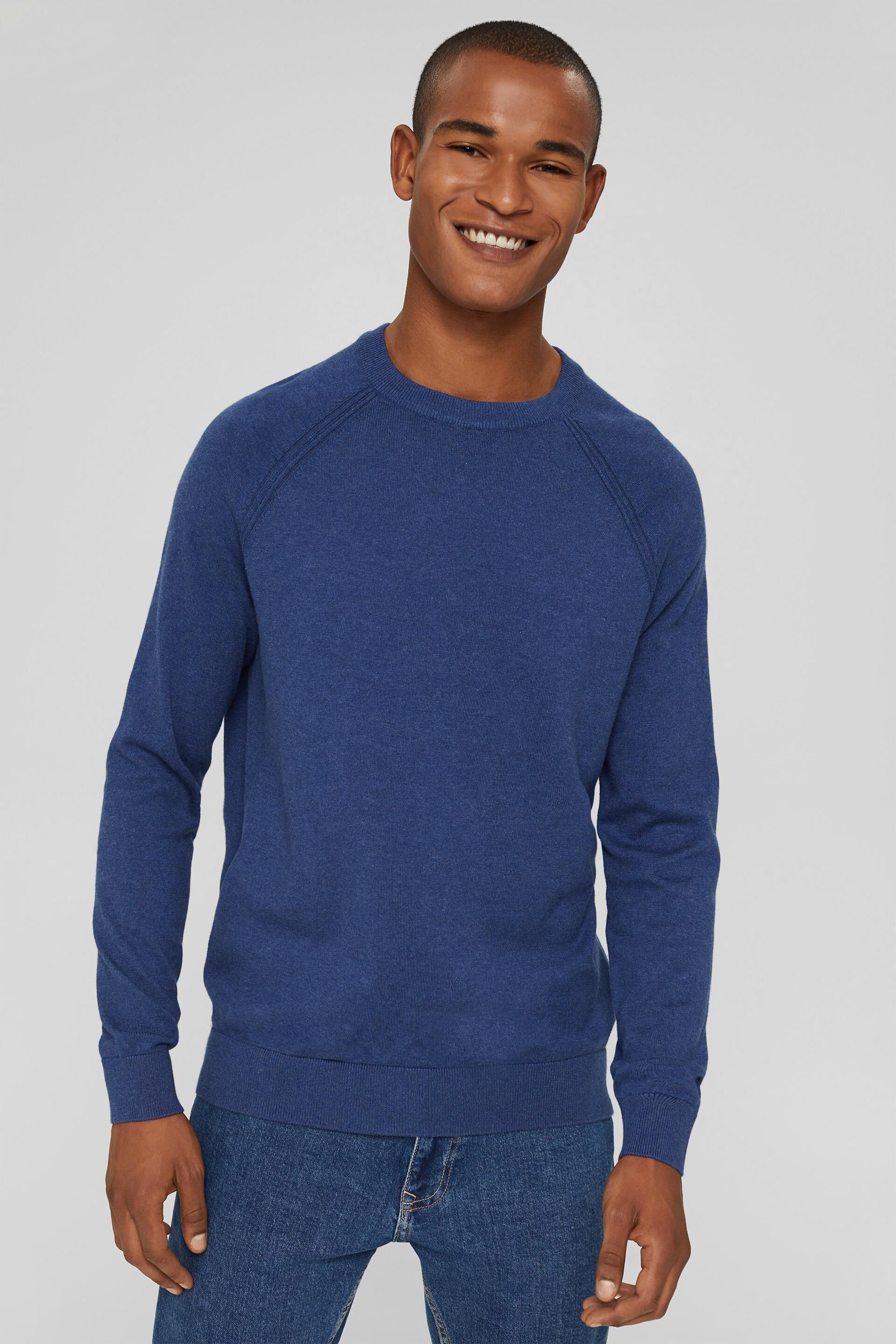 Esprit T-shirt Met Ronde Hals Voor in het Blauw voor heren Heren Kleding voor voor Truien en gebreide kleding voor Truien met V-hals 