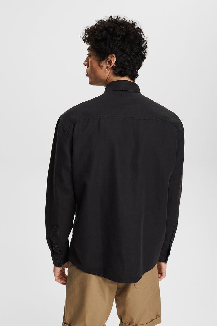 Van een linnenmix: oversized overhemd, BLACK, detail image number 3