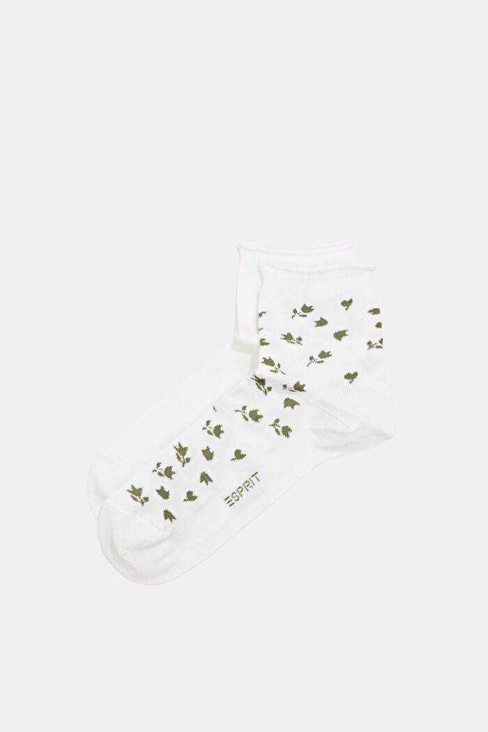 Set van twee paar short sokken van een mix van biologisch katoen, WHITE, overview