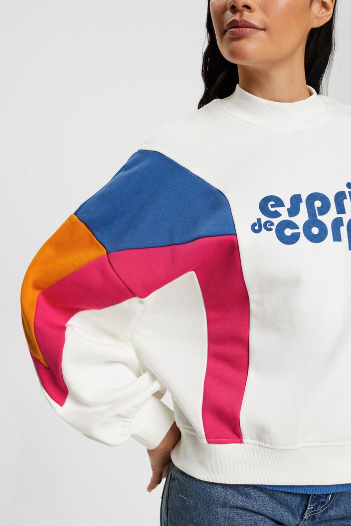 Sweatshirt met colour block en logoprint, OFF WHITE, detail image number 2