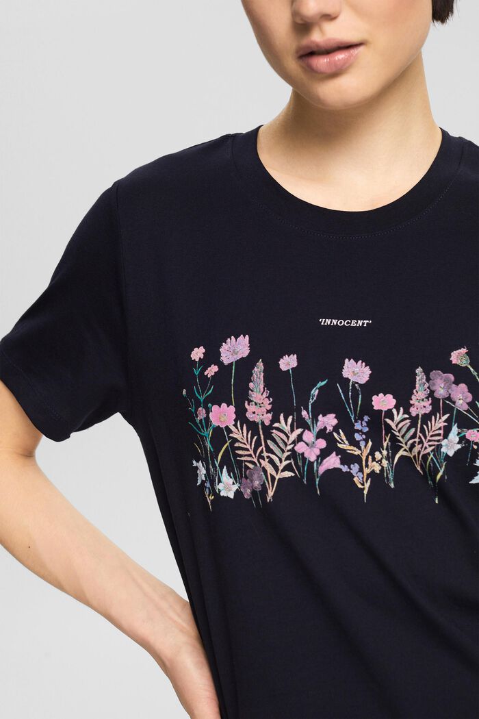 T-shirt met bloemenprint, NAVY, detail image number 3