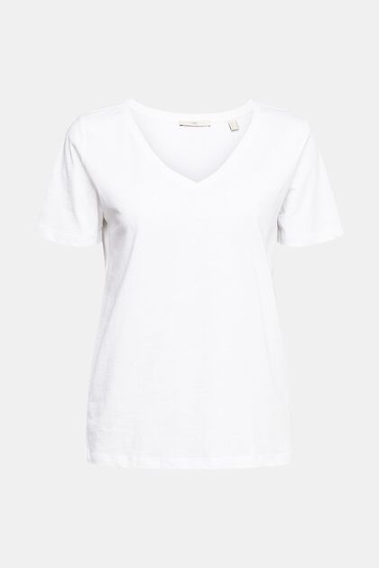 T-shirt met V-hals, WHITE, overview