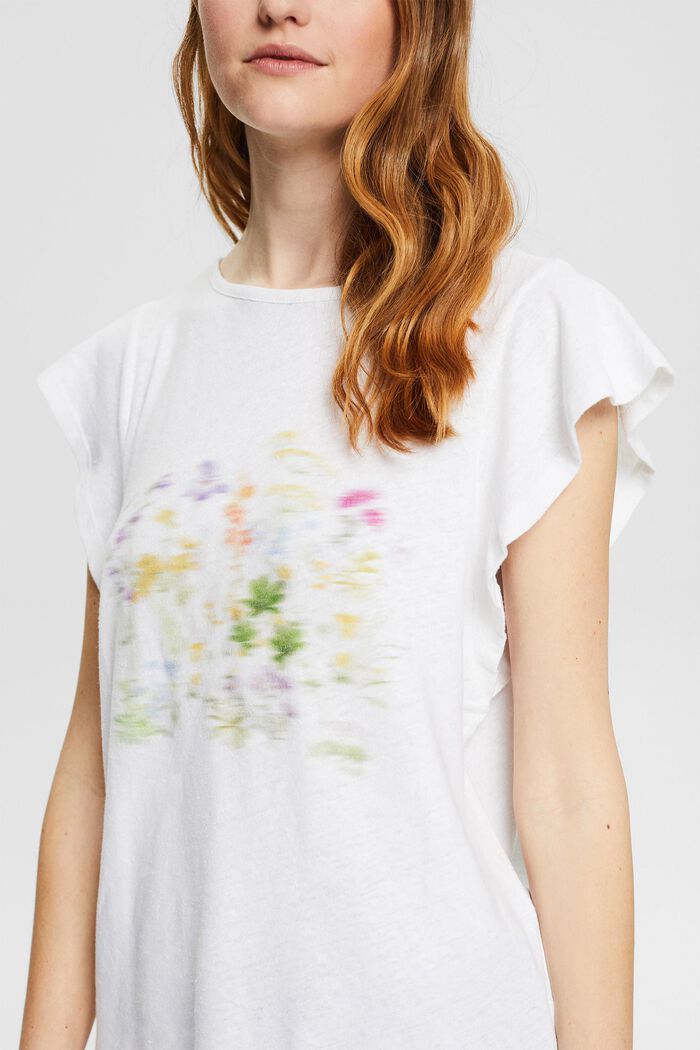Met linnen: T-shirt met print, WHITE, detail image number 2