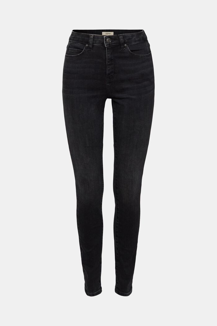 High-rise skinny fit stretchjeans, BLACK MEDIUM WASHED, overview