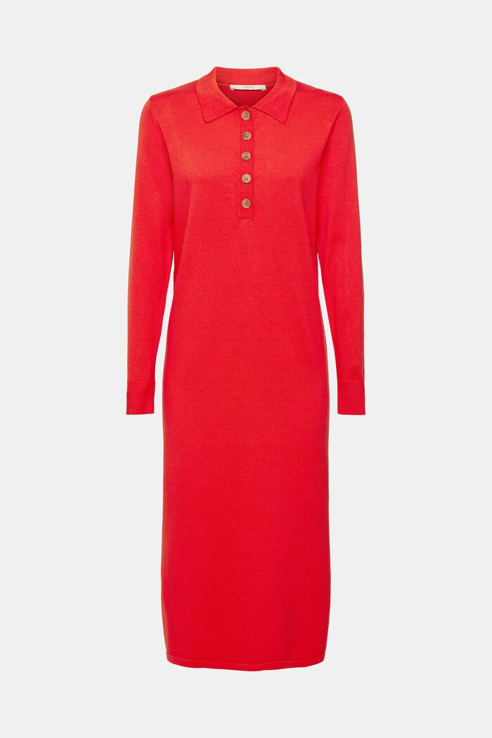 Gebreide jurk met polokraag, RED, detail image number 5