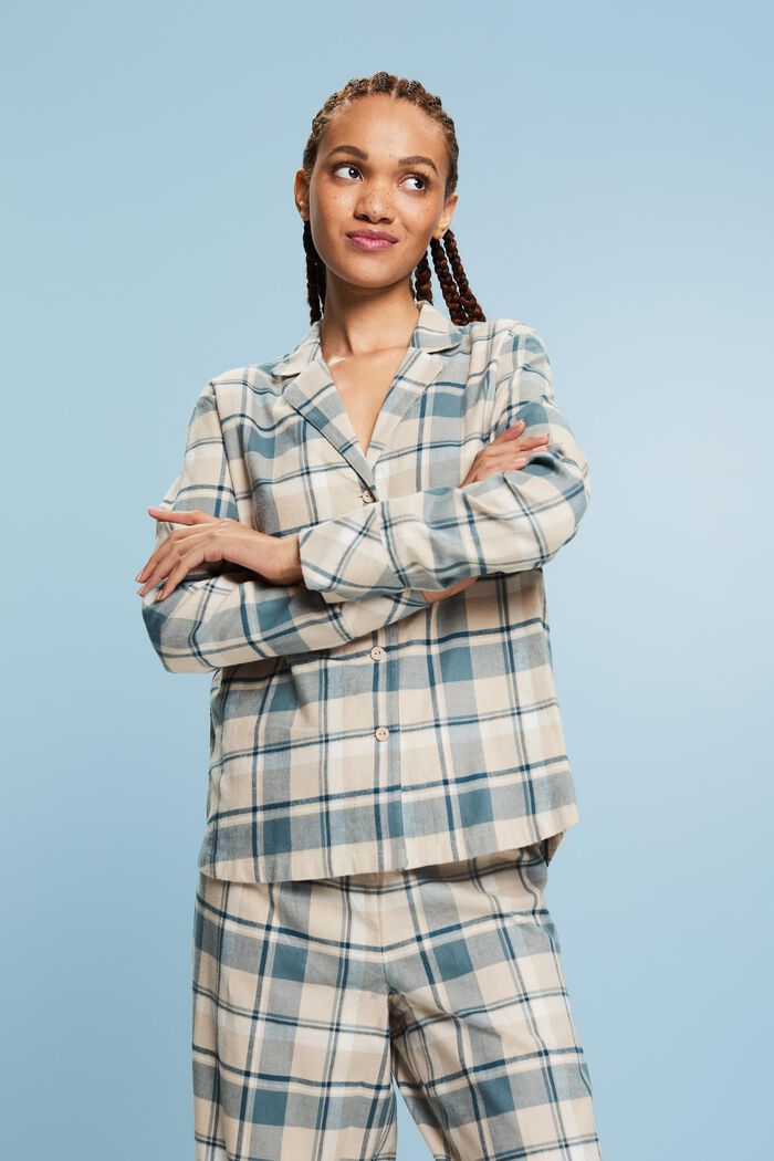 Geruite flanellen pyjama, NEW TEAL BLUE, detail image number 0