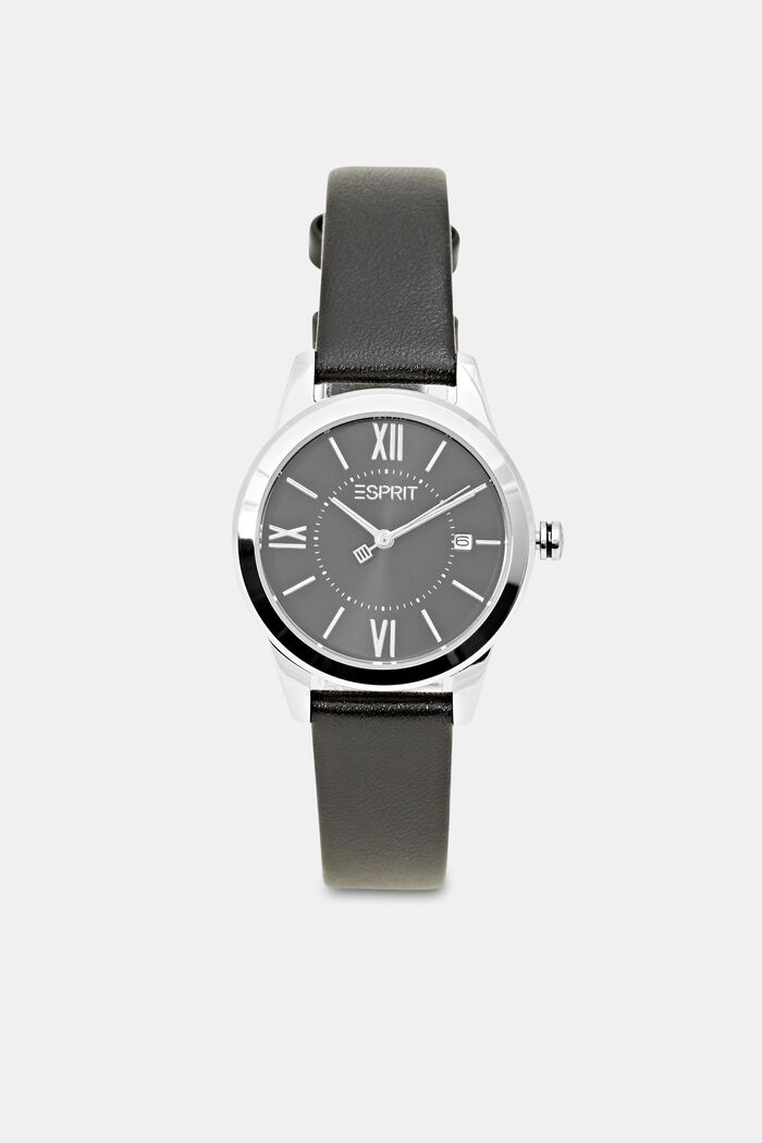 Horloge met leren bandje en datumaanduiding, BLACK, detail image number 0
