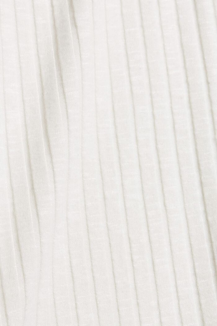 Geribd shirt met opstaande kraag en knoopsluiting, OFF WHITE, detail image number 4