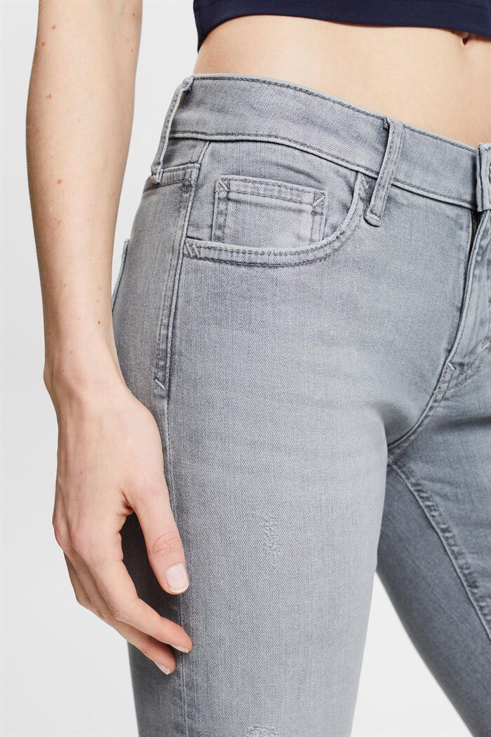 Slim fit jeans met middelhoge taille, GREY LIGHT WASHED, detail image number 4