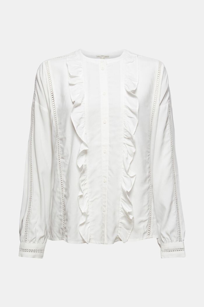 Blouse met ruches, LENZING™ ECOVERO™, OFF WHITE, detail image number 5