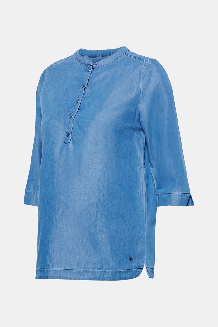 Denim blouse met 3/4-mouwen, BRIGHT BLUE, detail image number 0
