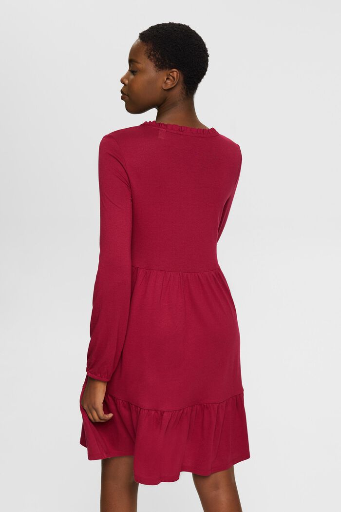 Mini-jurk met gelaagde volants, LENZING™ ECOVERO™, CHERRY RED, detail image number 3