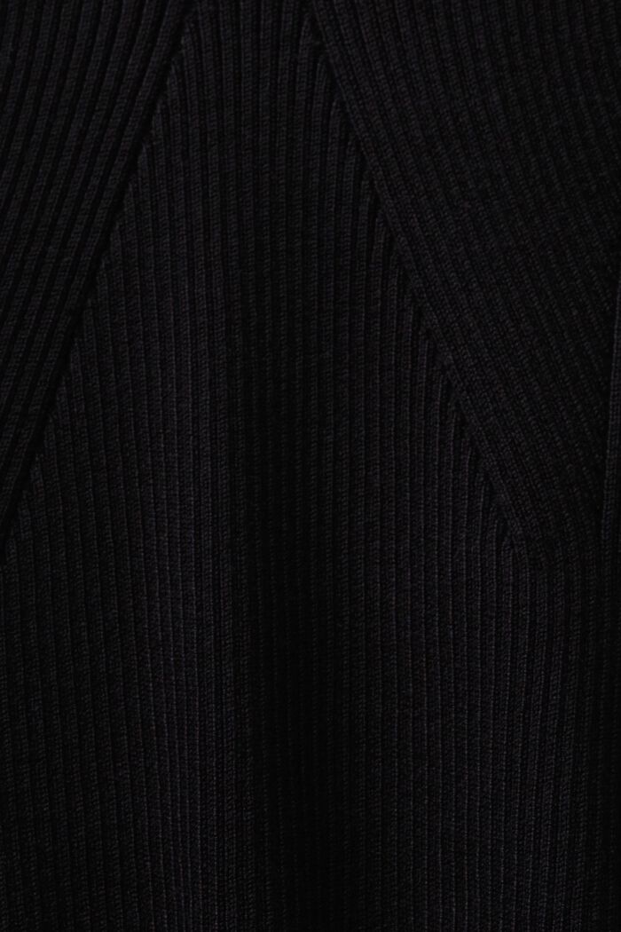 Ribgebreide trui met V-hals, BLACK, detail image number 6