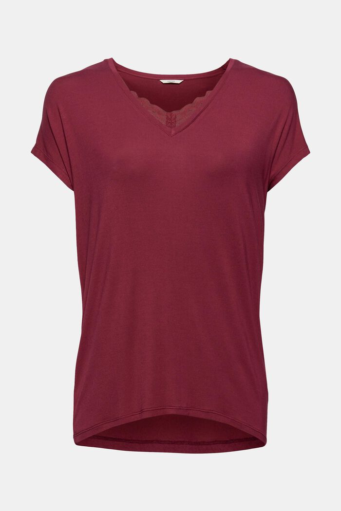 Jersey shirt van LENZING™ ECOVERO™, DARK RED, detail image number 5