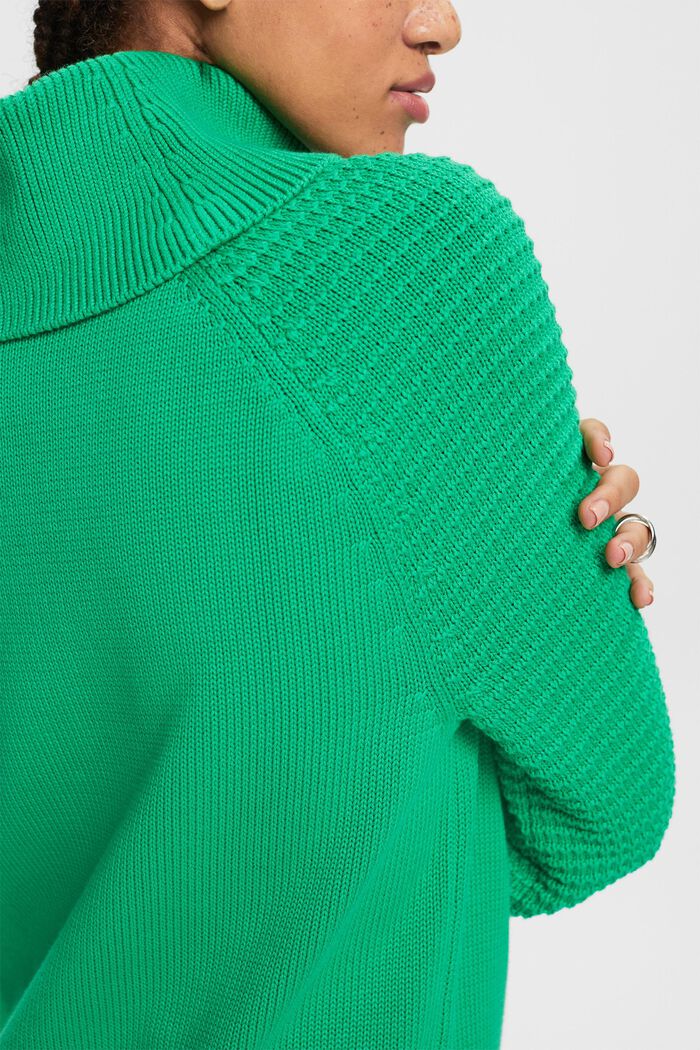 Katoenen trui met turtleneck, GREEN, detail image number 1