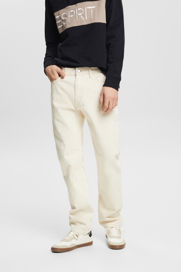 Jeans met middelhoge taille en rechte pijpen, OFF WHITE, detail image number 5