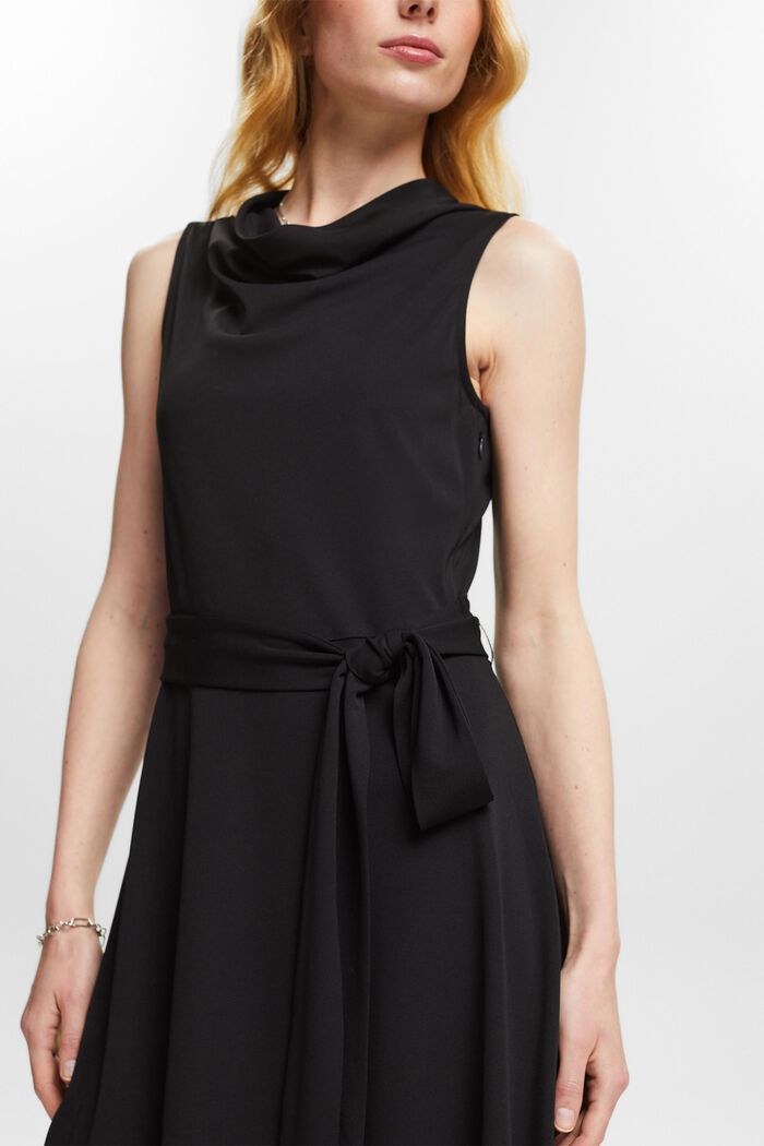 Mini-jurk met watervalkraag, BLACK, detail image number 3