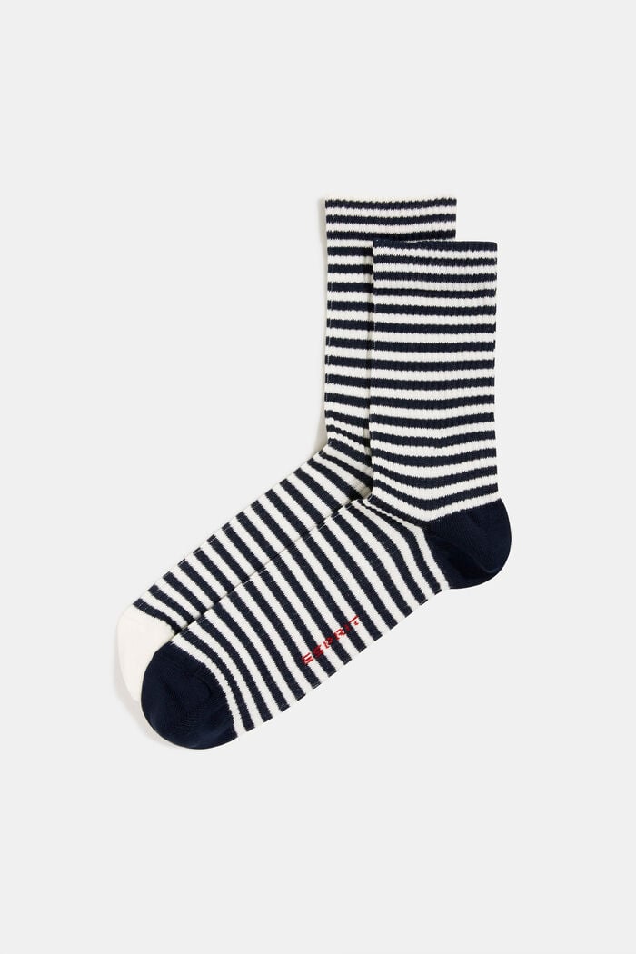 Set van 2 paar sokken in een strepenlook, MARINE, overview