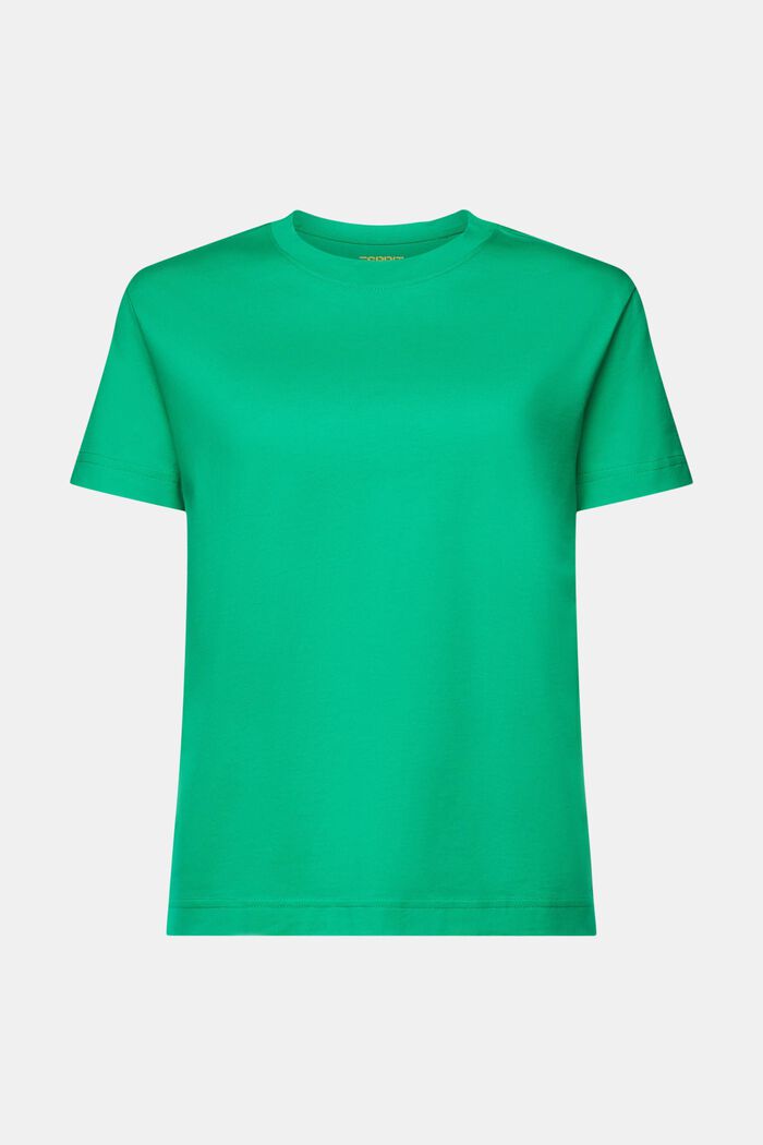 T-shirt van pimakatoen met ronde hals, GREEN, detail image number 6