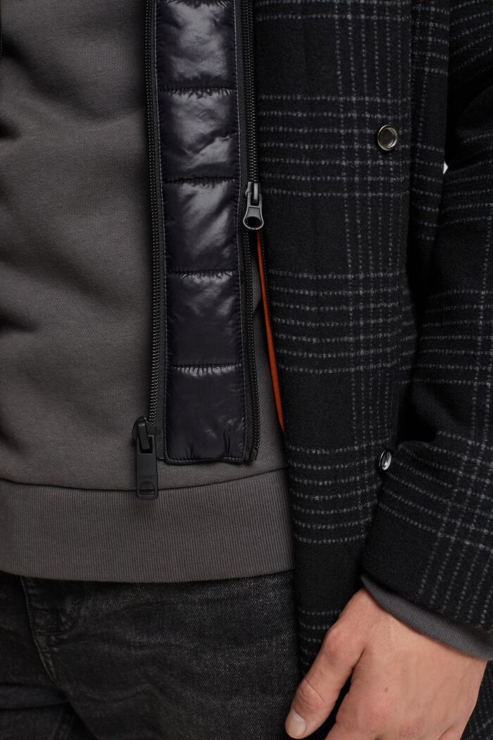 Gevoerde jas van een wolmix met een uitneembare voering, ANTHRACITE, detail image number 2