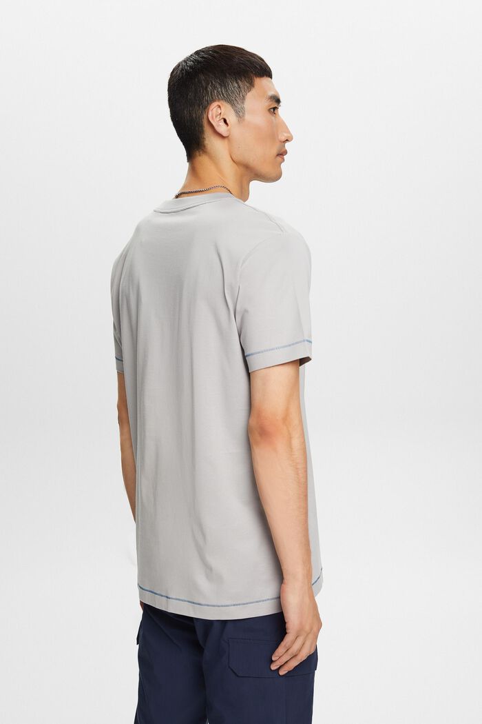 Jersey T-shirt met ronde hals, 100% katoen, LIGHT GREY, detail image number 3
