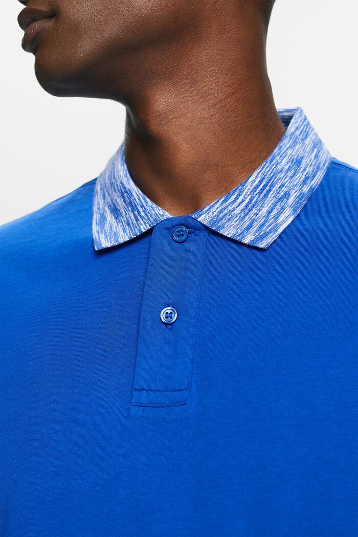 Poloshirt met space-dyed kraag, BRIGHT BLUE, detail image number 3