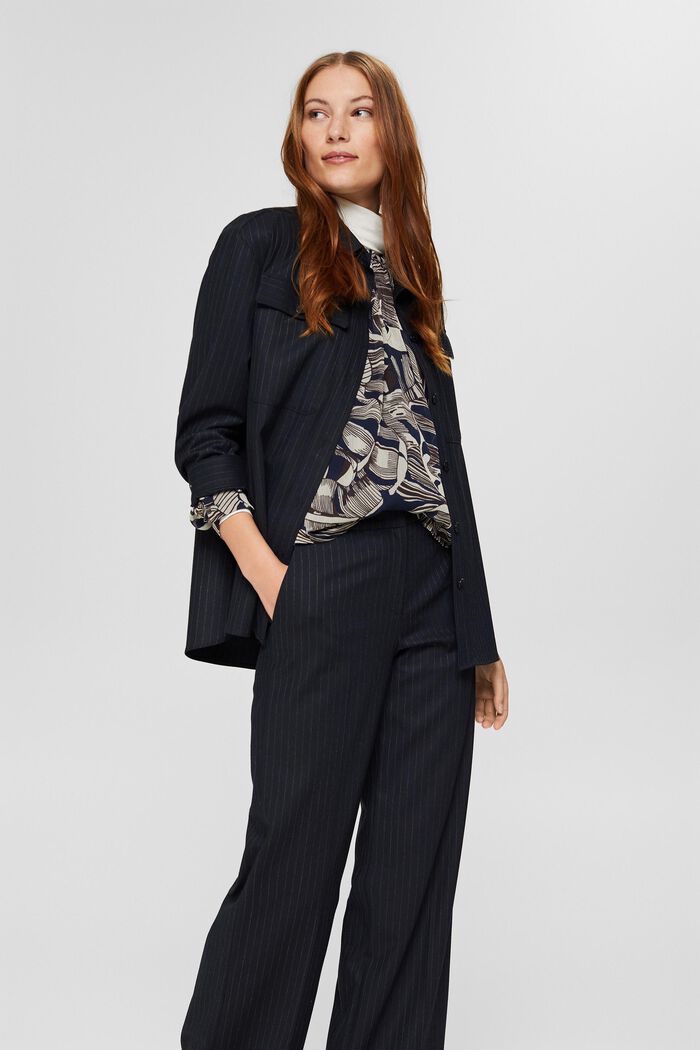 Gerecycled: chiffon blouse met print, NAVY, detail image number 5