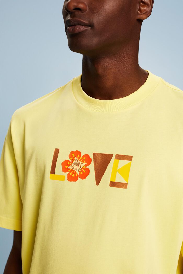 Uniseks T-shirt van pimakatoen met print, PASTEL YELLOW, detail image number 3