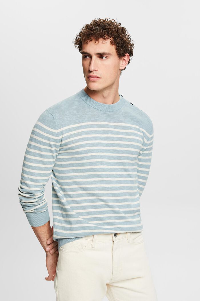 Gestreepte sweater van katoen en linnen, LIGHT BLUE, detail image number 0