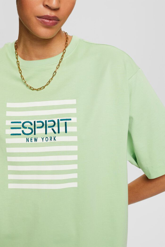 T-shirt met ronde hals en logo, LIGHT GREEN, detail image number 2