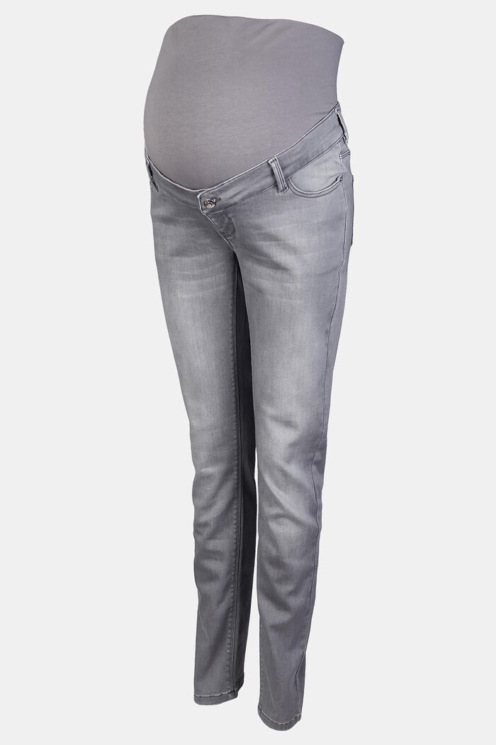 Zachte jeans met band boven de buik, GREY DENIM, detail image number 0