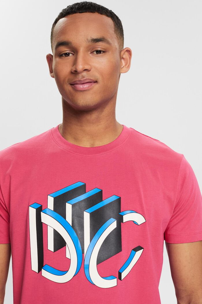 Jersey T-shirt met grafische 3D-logoprint, DARK PINK, detail image number 5