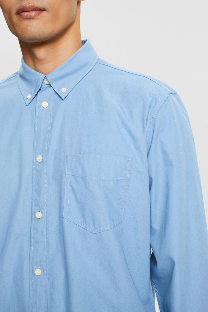 Popeline overhemd met buttondownkraag, 100% katoen, LIGHT BLUE, detail image number 2