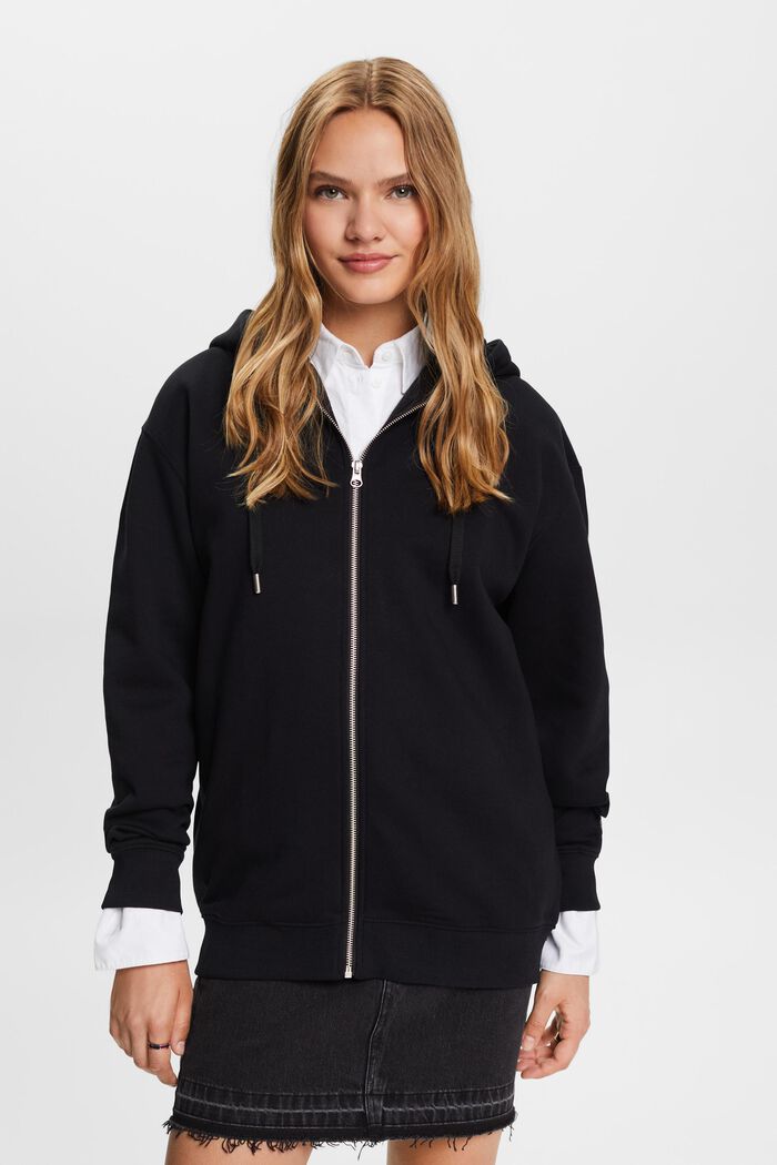 Gerecycled: oversized hoodie met rits, BLACK, detail image number 0