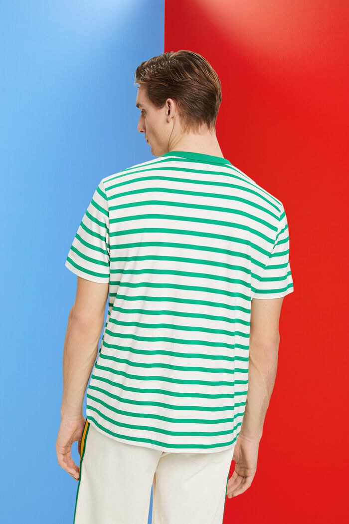 Gestreept T-shirt van duurzaam katoen, GREEN, detail image number 3