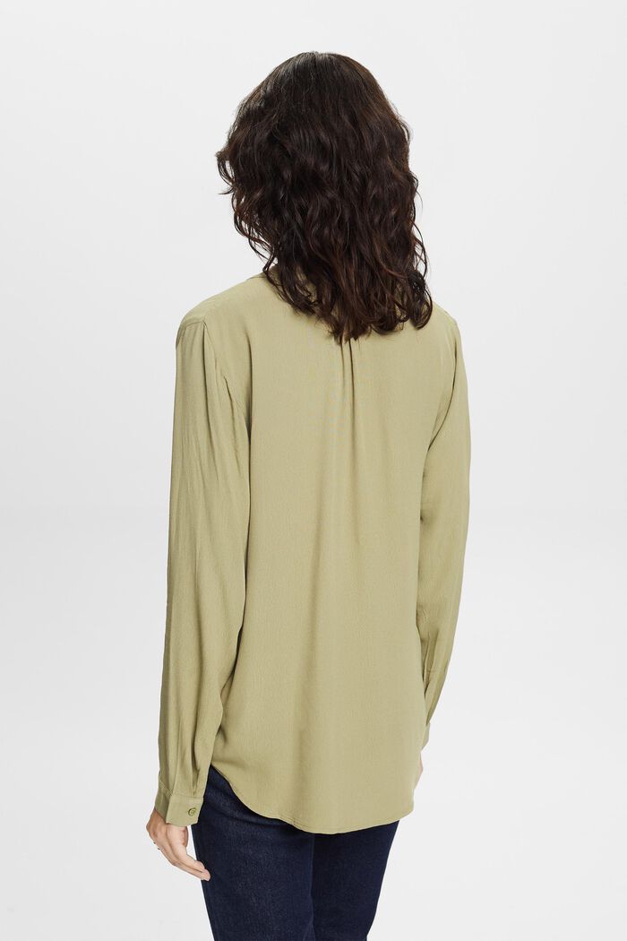 Basic blouse met V-hals, LIGHT KHAKI, detail image number 4