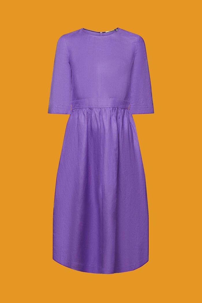 Midi-jurk van een geweven linnen-viscosemix, PURPLE, detail image number 6